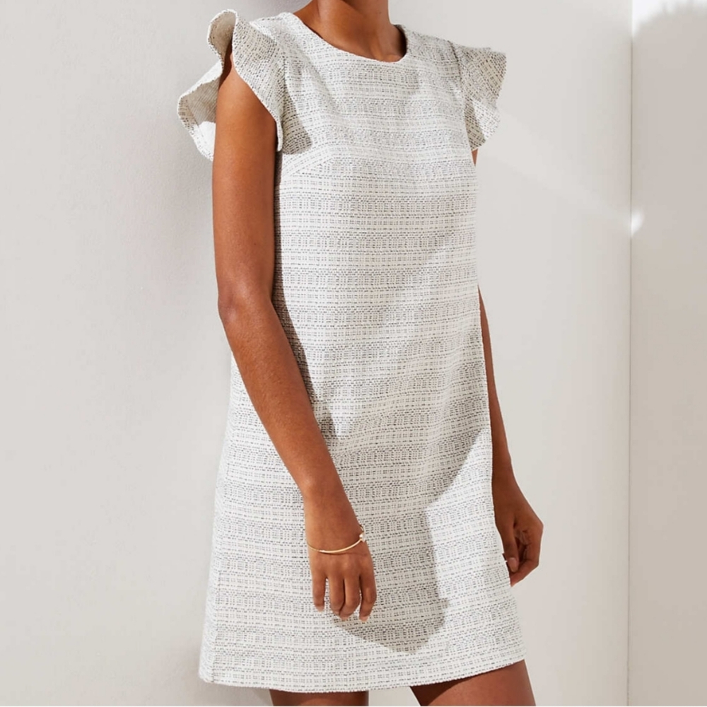 Loft Tweed Knit Flutter Dress